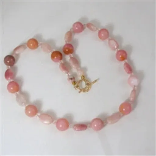 Classic Pink Opal Bead Necklace