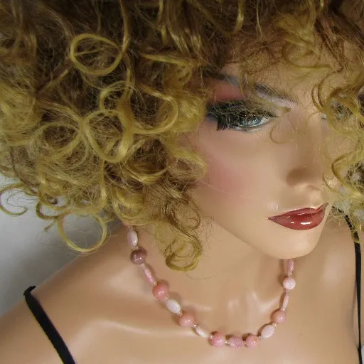 Classic Pink Opal Bead Necklace