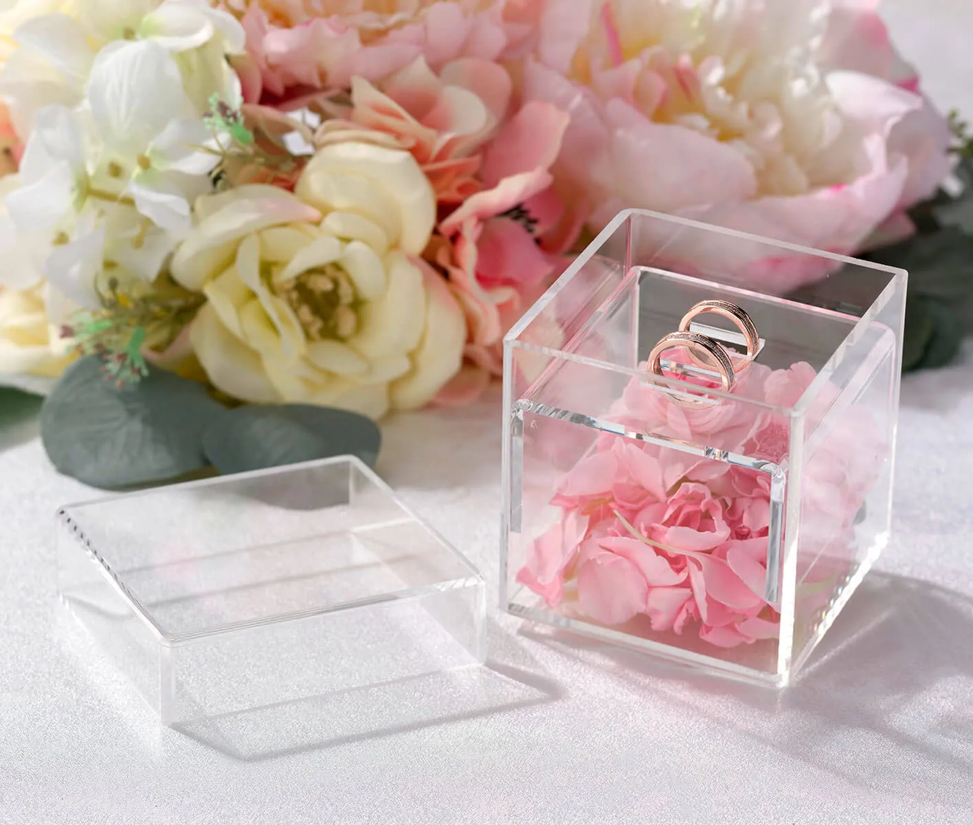 Clear Acrylic Ring Box Ring Pillow Alternative