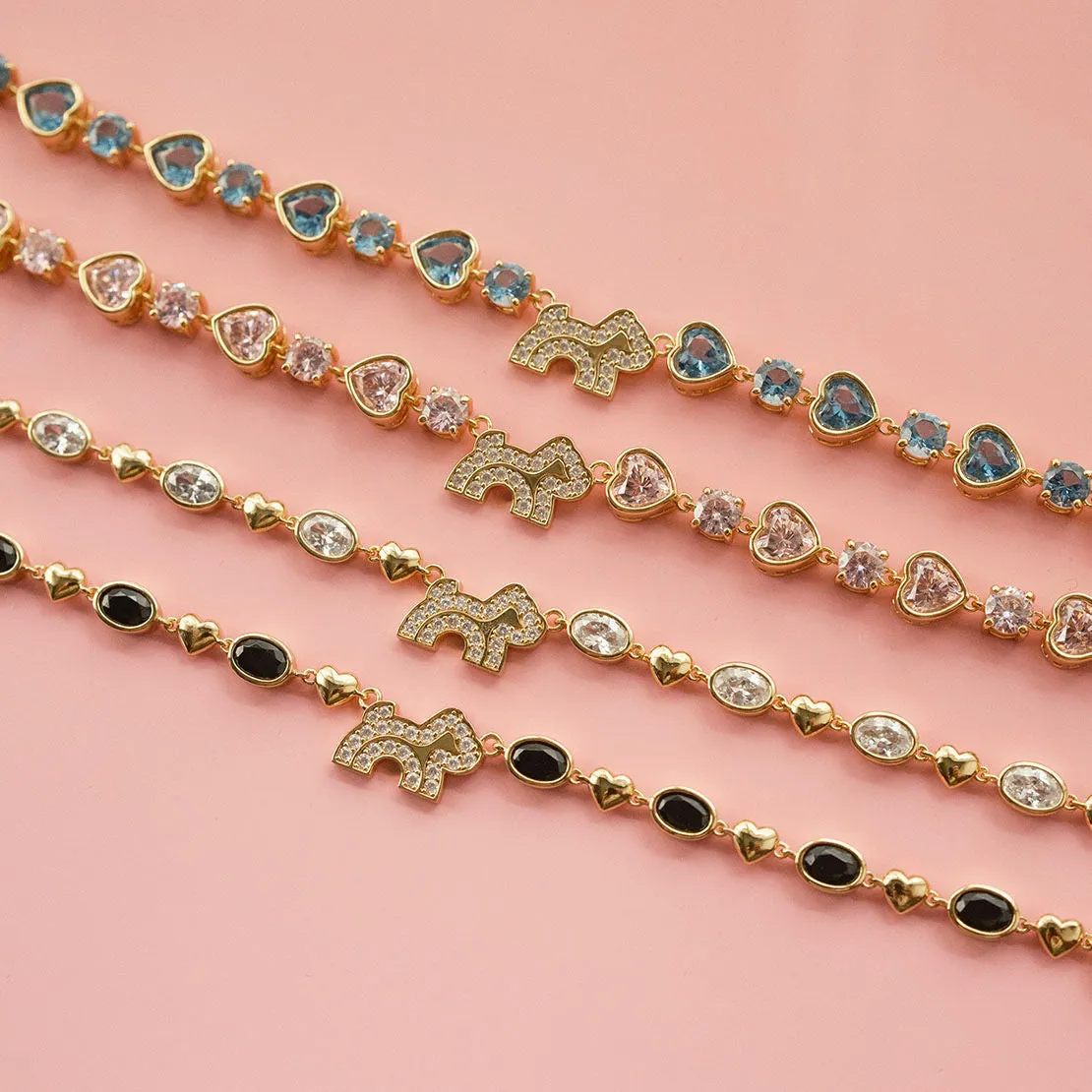 Cloud Haven Heart Crystal Logo Bracelet Blue