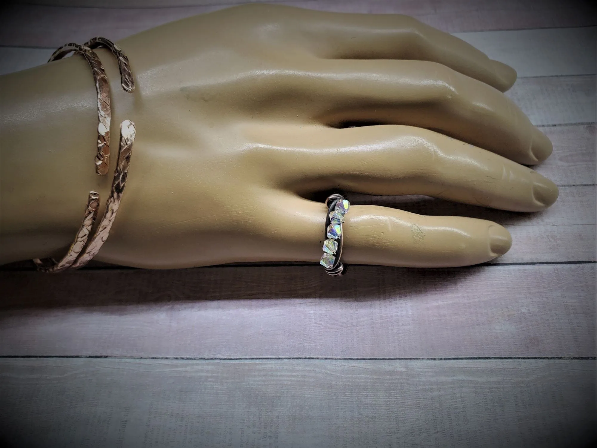 Copper Multi Wire Wrapped Super Sparkly Bling Ring
