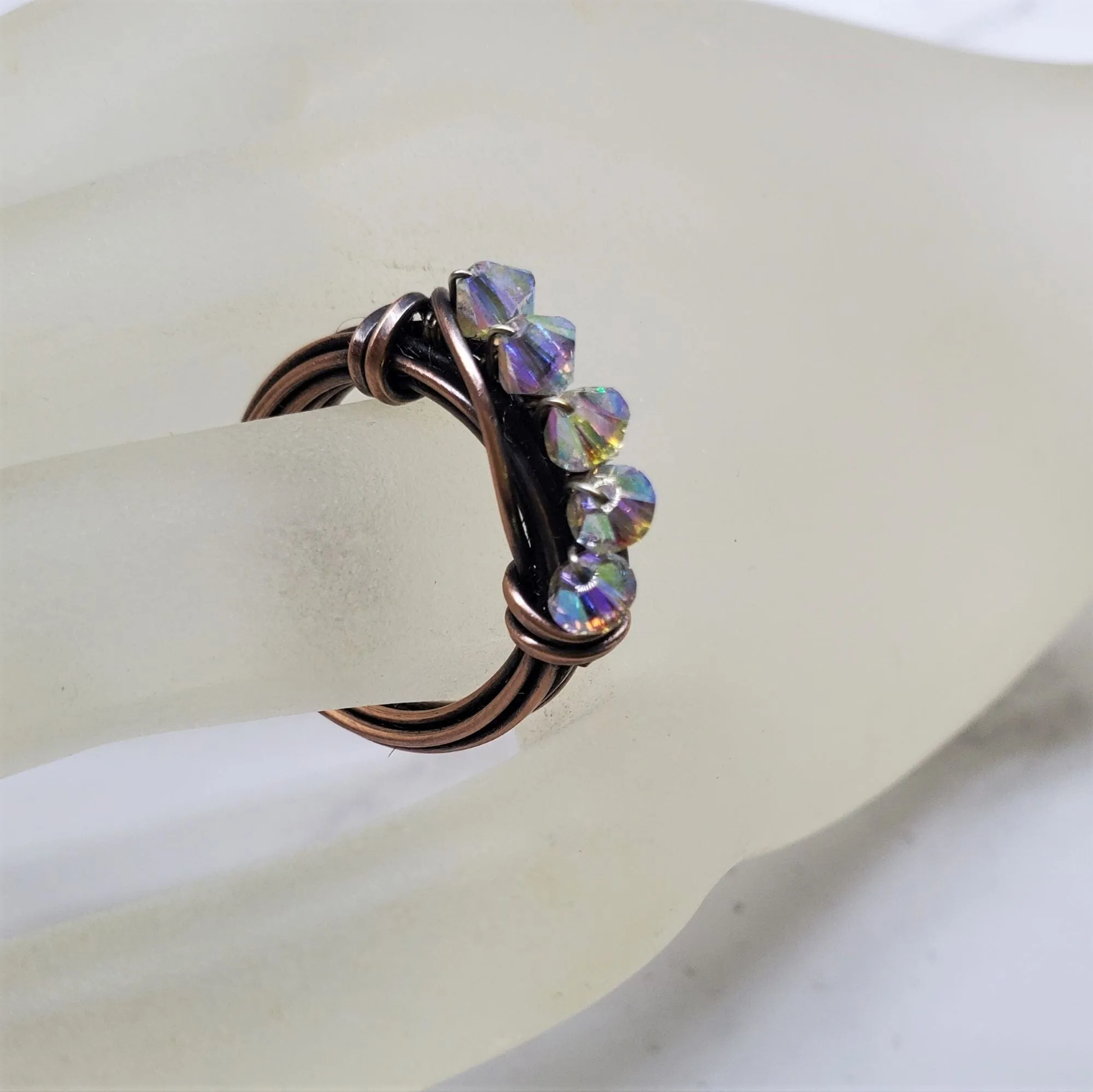 Copper Multi Wire Wrapped Super Sparkly Bling Ring