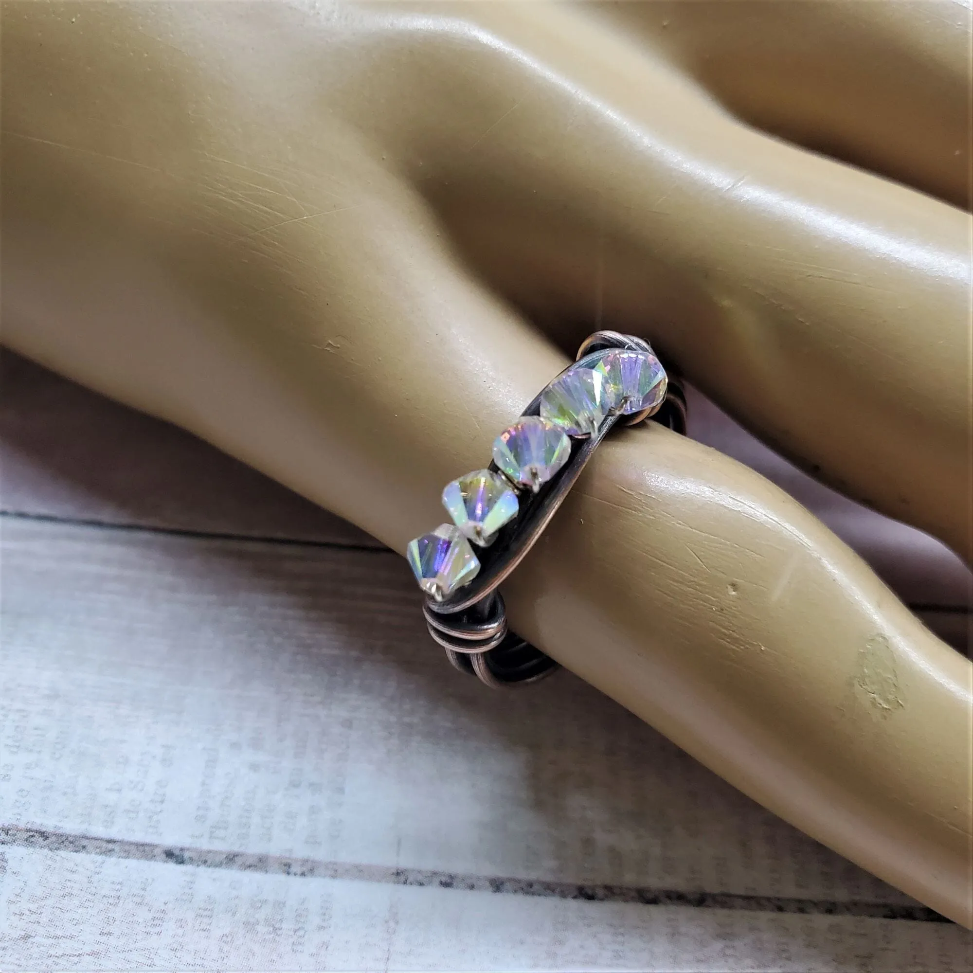 Copper Multi Wire Wrapped Super Sparkly Bling Ring