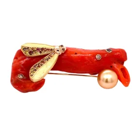 Coral Brooch