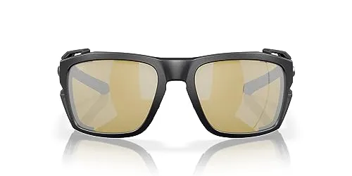 Costa Del Mar Men's King Tide 8 Polarized Rectangular Sunglasses, Black Pearl/Sunrise Silver Mirrored 580G, 60 Mm