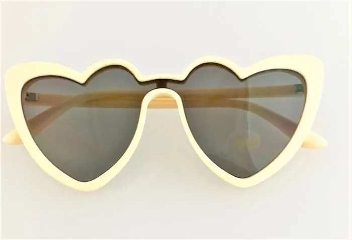 Cream Heart Shaped Sunglasses