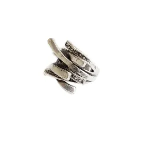 Criss Cross Antique Pewter Ring