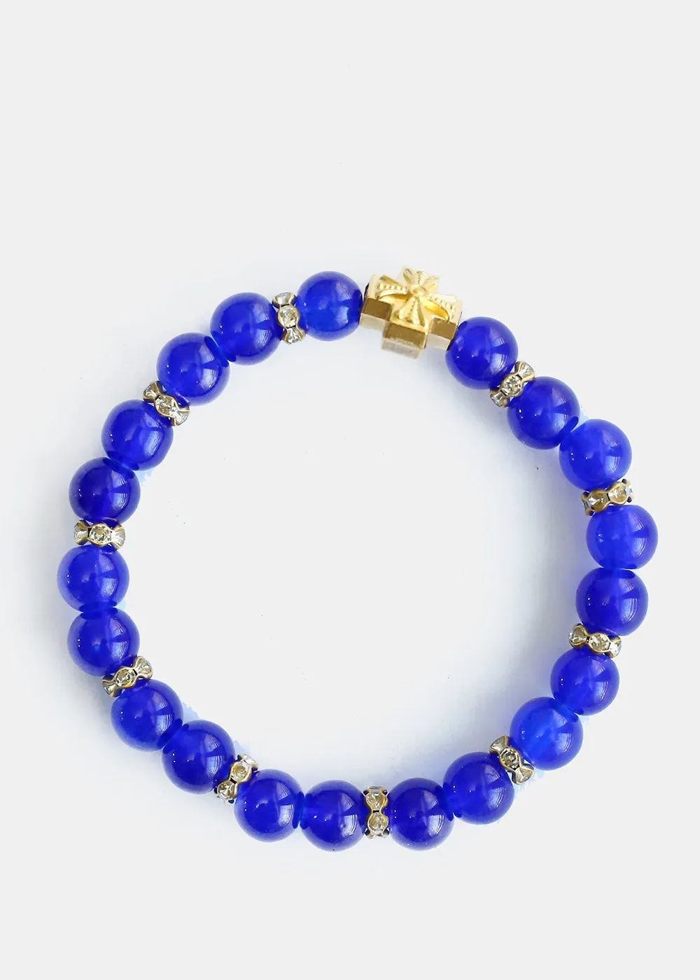 Cross & Rhinestone Bead Bracelet