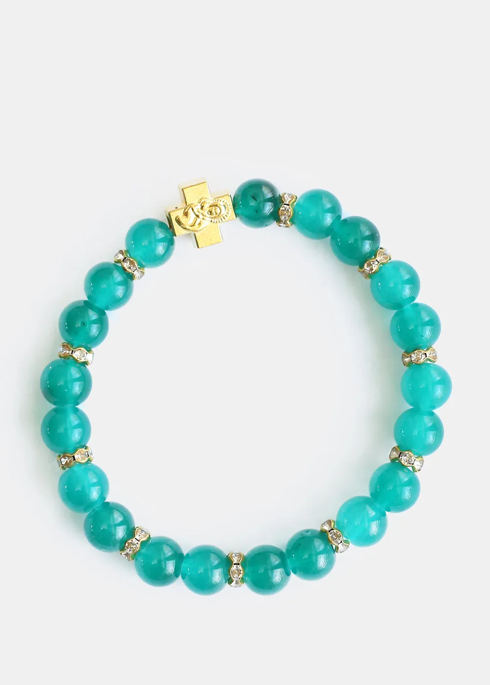 Cross & Rhinestone Bead Bracelet