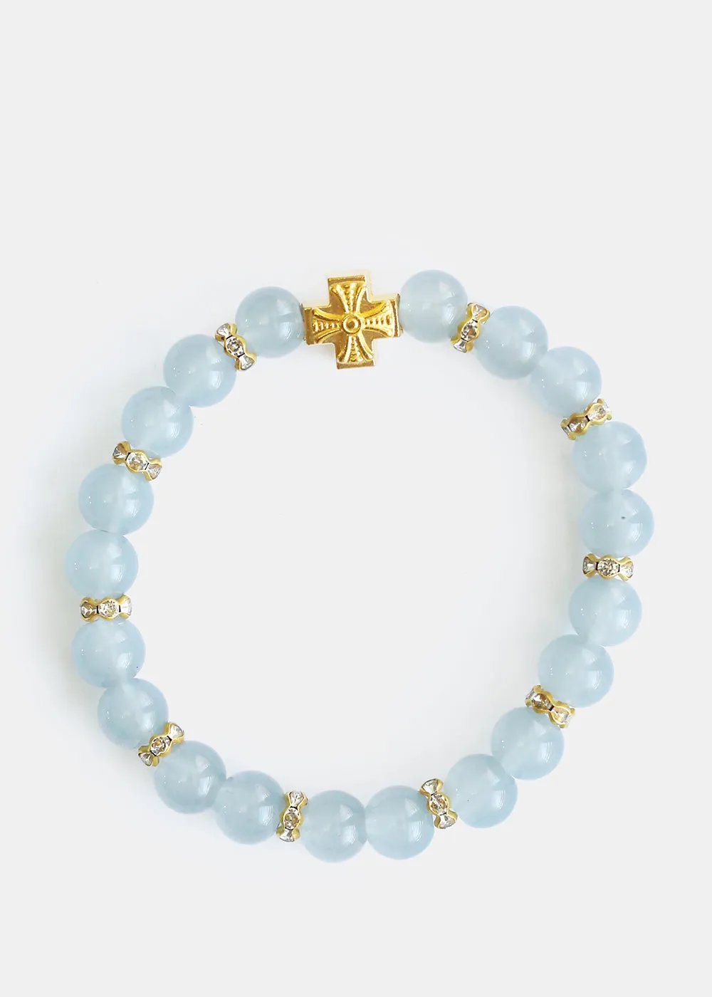 Cross & Rhinestone Bead Bracelet