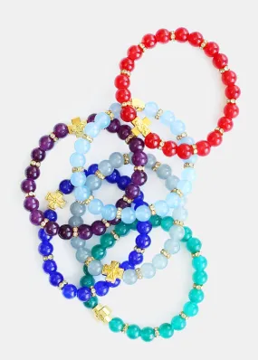 Cross & Rhinestone Bead Bracelet