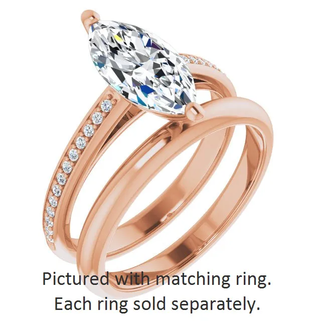 Cubic Zirconia Engagement Ring- The Ahimsa (Customizable Cathedral-set Marquise Cut Style with Shared Prong Band)