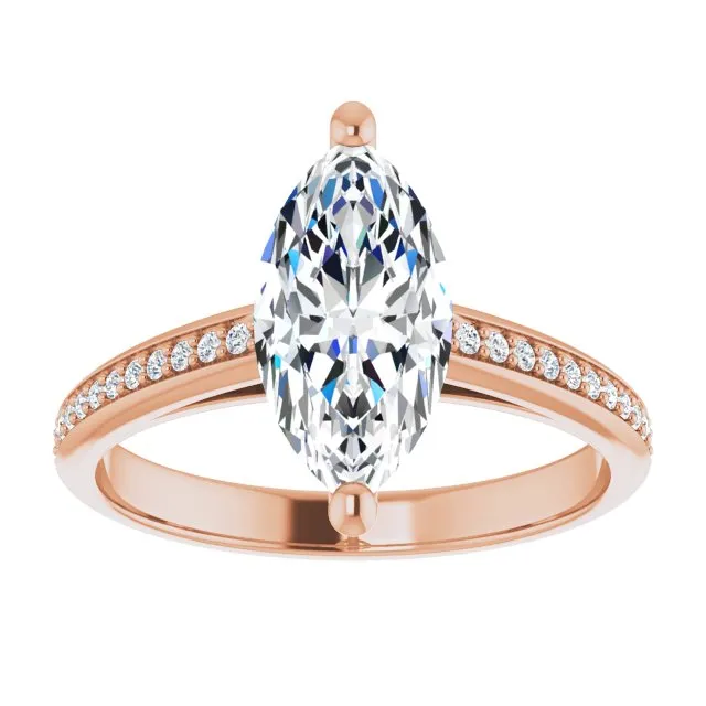 Cubic Zirconia Engagement Ring- The Ahimsa (Customizable Cathedral-set Marquise Cut Style with Shared Prong Band)