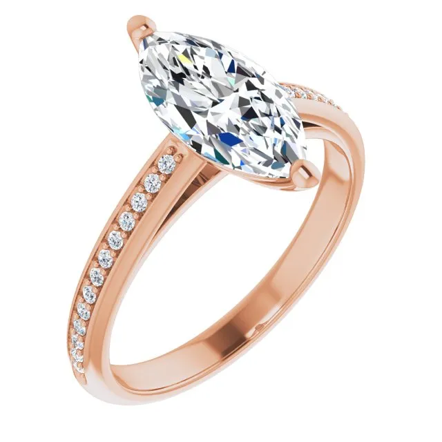 Cubic Zirconia Engagement Ring- The Ahimsa (Customizable Cathedral-set Marquise Cut Style with Shared Prong Band)