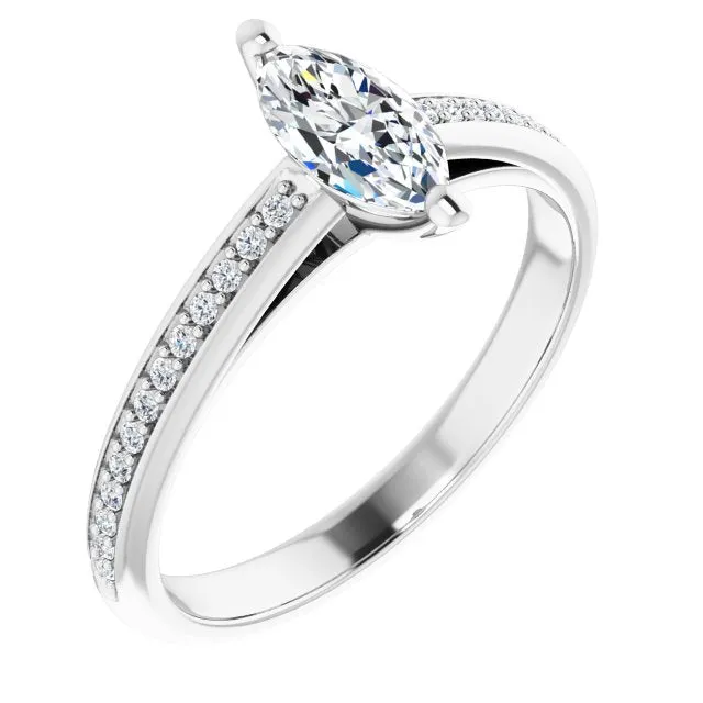 Cubic Zirconia Engagement Ring- The Ahimsa (Customizable Cathedral-set Marquise Cut Style with Shared Prong Band)