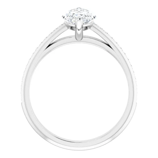 Cubic Zirconia Engagement Ring- The Ahimsa (Customizable Cathedral-set Marquise Cut Style with Shared Prong Band)