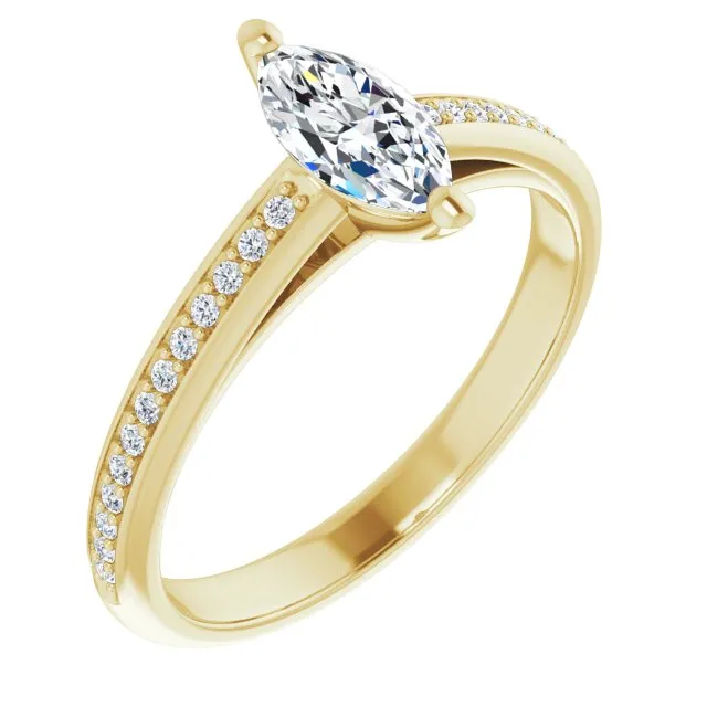 Cubic Zirconia Engagement Ring- The Ahimsa (Customizable Cathedral-set Marquise Cut Style with Shared Prong Band)