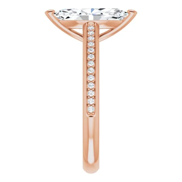 Cubic Zirconia Engagement Ring- The Ahimsa (Customizable Cathedral-set Marquise Cut Style with Shared Prong Band)