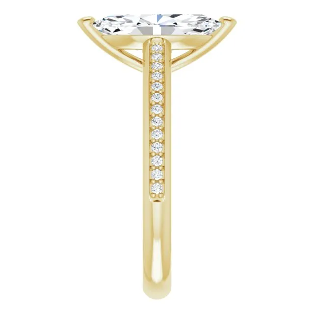 Cubic Zirconia Engagement Ring- The Ahimsa (Customizable Cathedral-set Marquise Cut Style with Shared Prong Band)