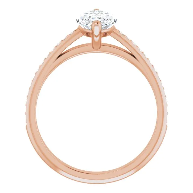 Cubic Zirconia Engagement Ring- The Ahimsa (Customizable Cathedral-set Marquise Cut Style with Shared Prong Band)