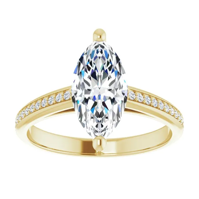 Cubic Zirconia Engagement Ring- The Ahimsa (Customizable Cathedral-set Marquise Cut Style with Shared Prong Band)