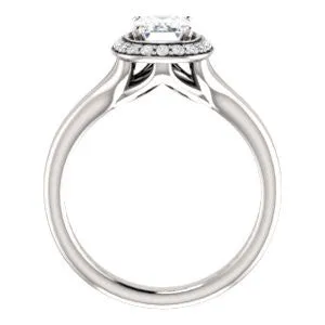 Cubic Zirconia Engagement Ring- The Bebi (Customizable Cathedral-Halo Radiant Cut Design with Wide Split Band)