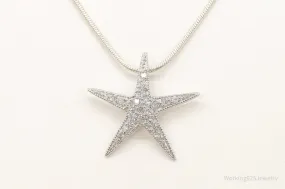 Cubic Zirconia Starfish Sterling Silver Necklace