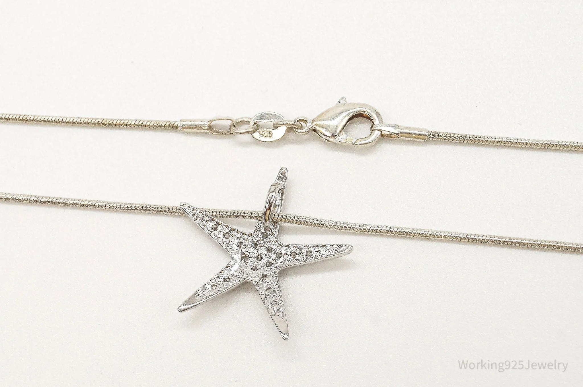 Cubic Zirconia Starfish Sterling Silver Necklace