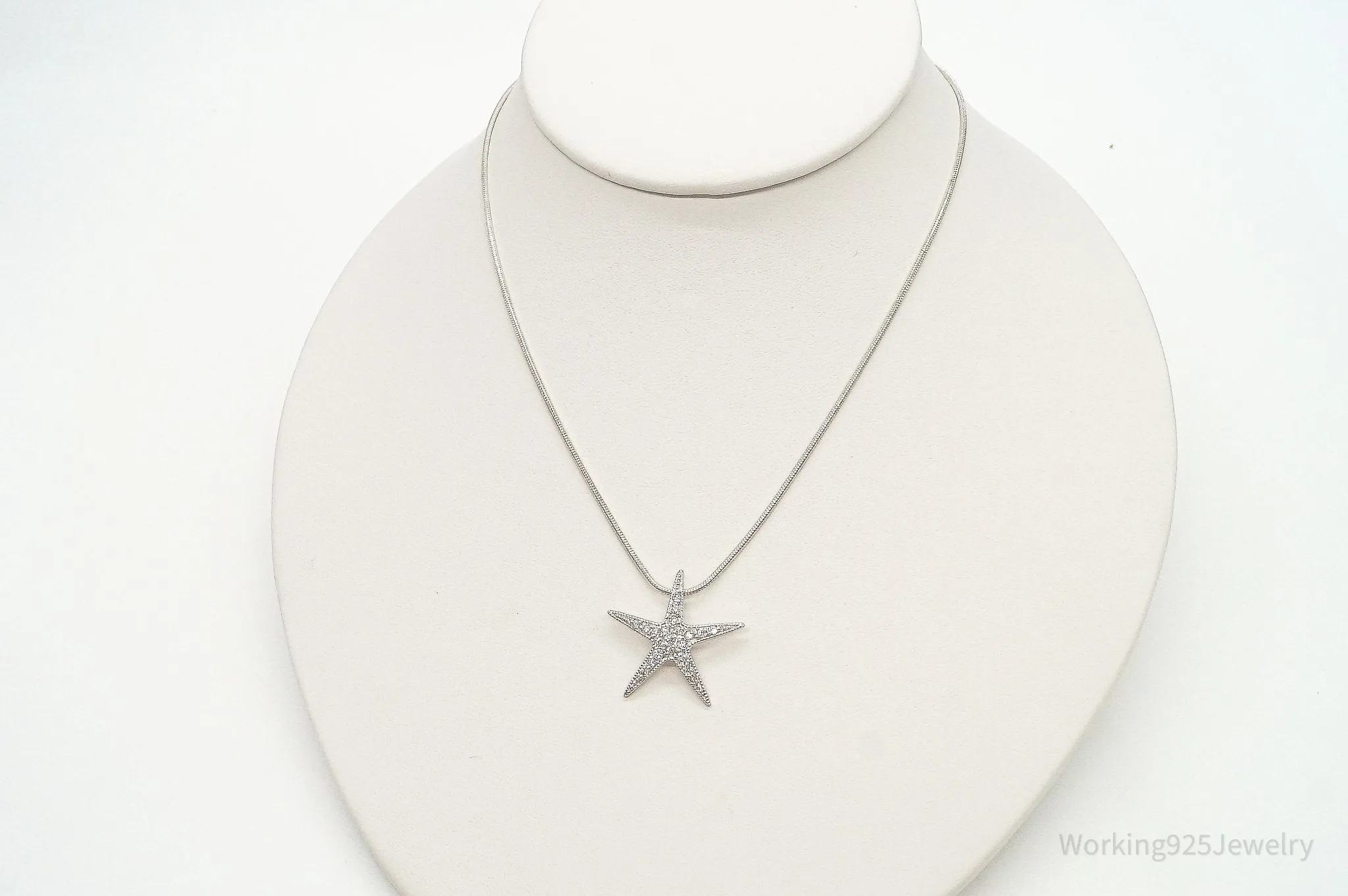 Cubic Zirconia Starfish Sterling Silver Necklace