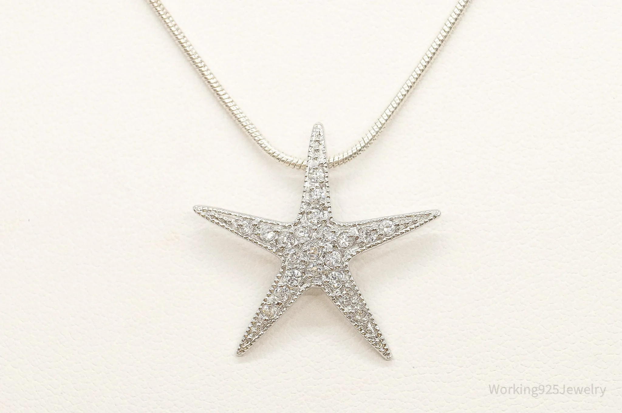 Cubic Zirconia Starfish Sterling Silver Necklace