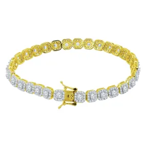 Cushion Cluster CZ Iced Out Bracelet .925 Sterling Silver