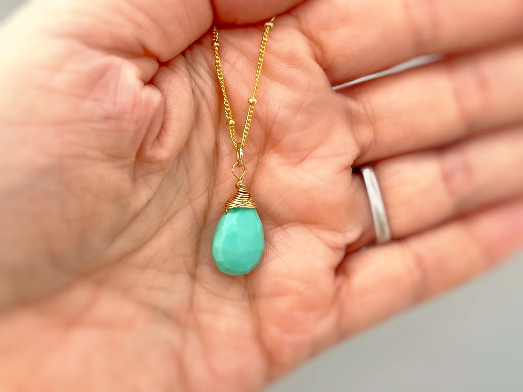 Dainty turquoise Necklace Gold