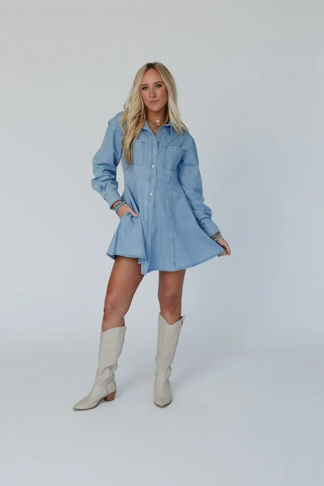Delight in Denim Dress - Denim