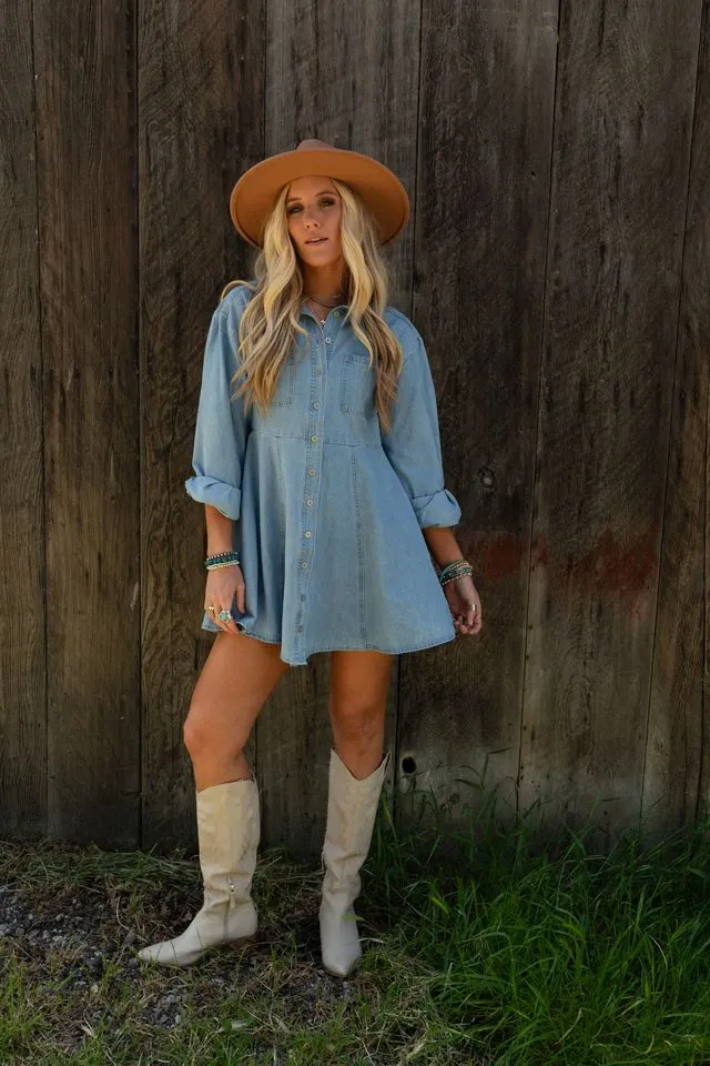 Delight in Denim Dress - Denim