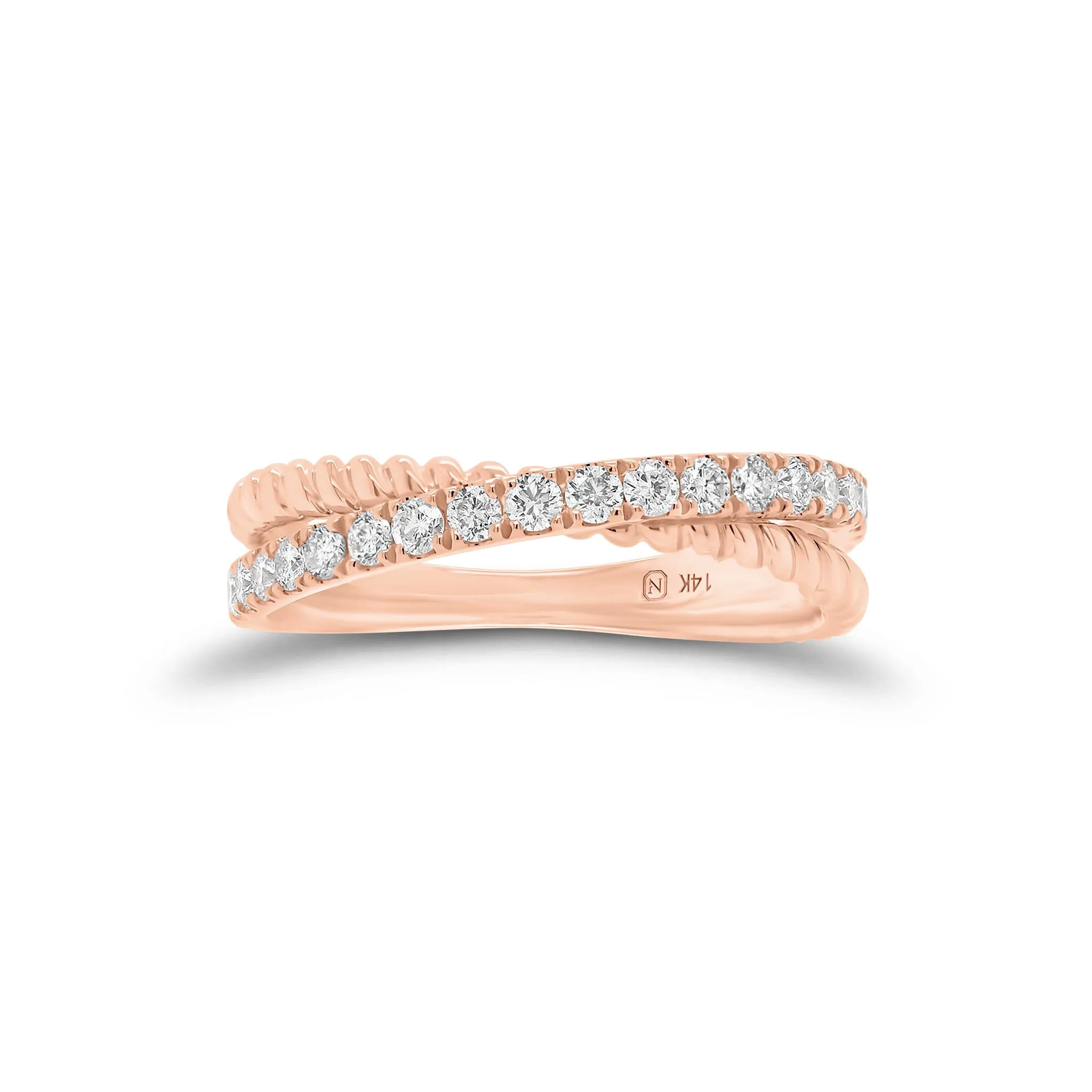 Diamond & Twisted Gold Crossover Ring