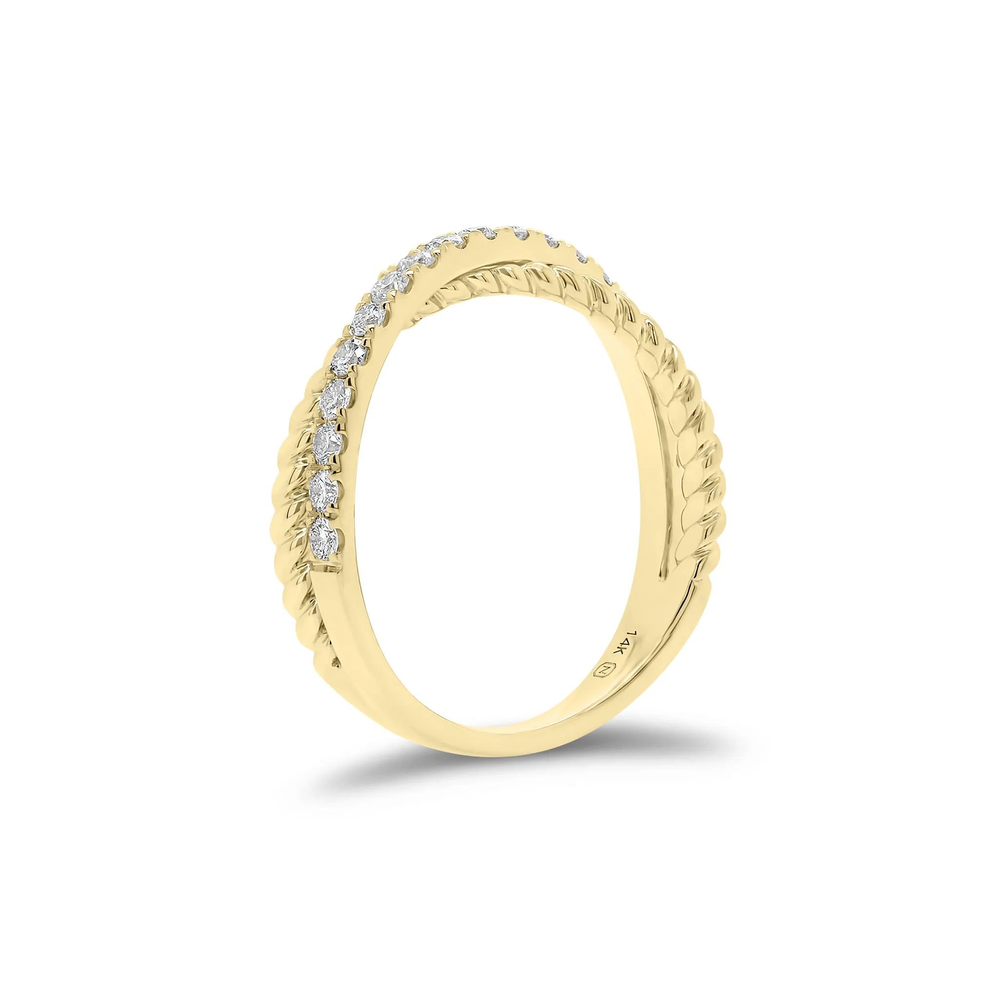 Diamond & Twisted Gold Crossover Ring