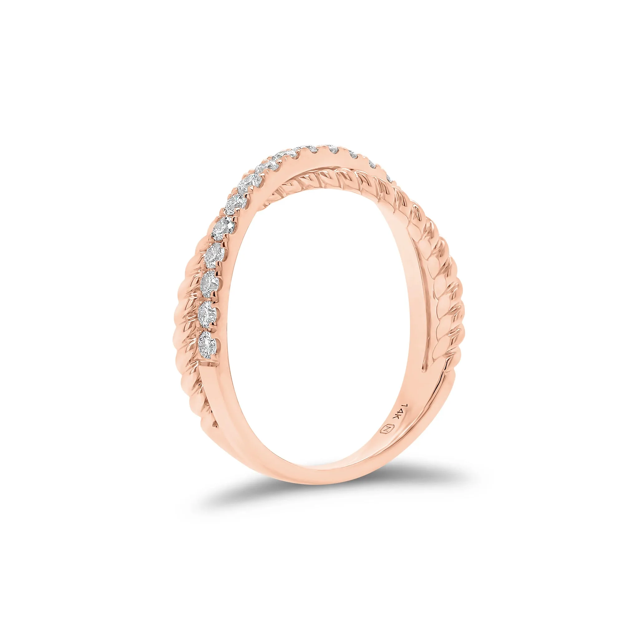 Diamond & Twisted Gold Crossover Ring
