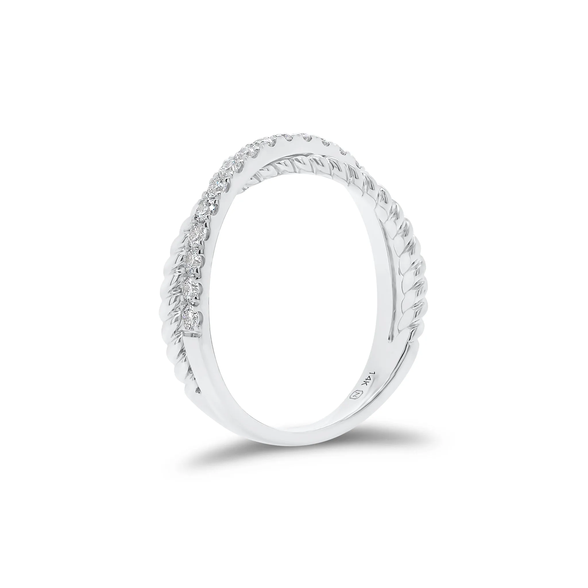 Diamond & Twisted Gold Crossover Ring
