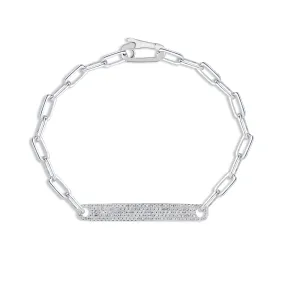 Diamond Bar Wide Link Bracelet