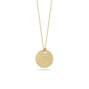 Disc Pendant with Diamond Initial C