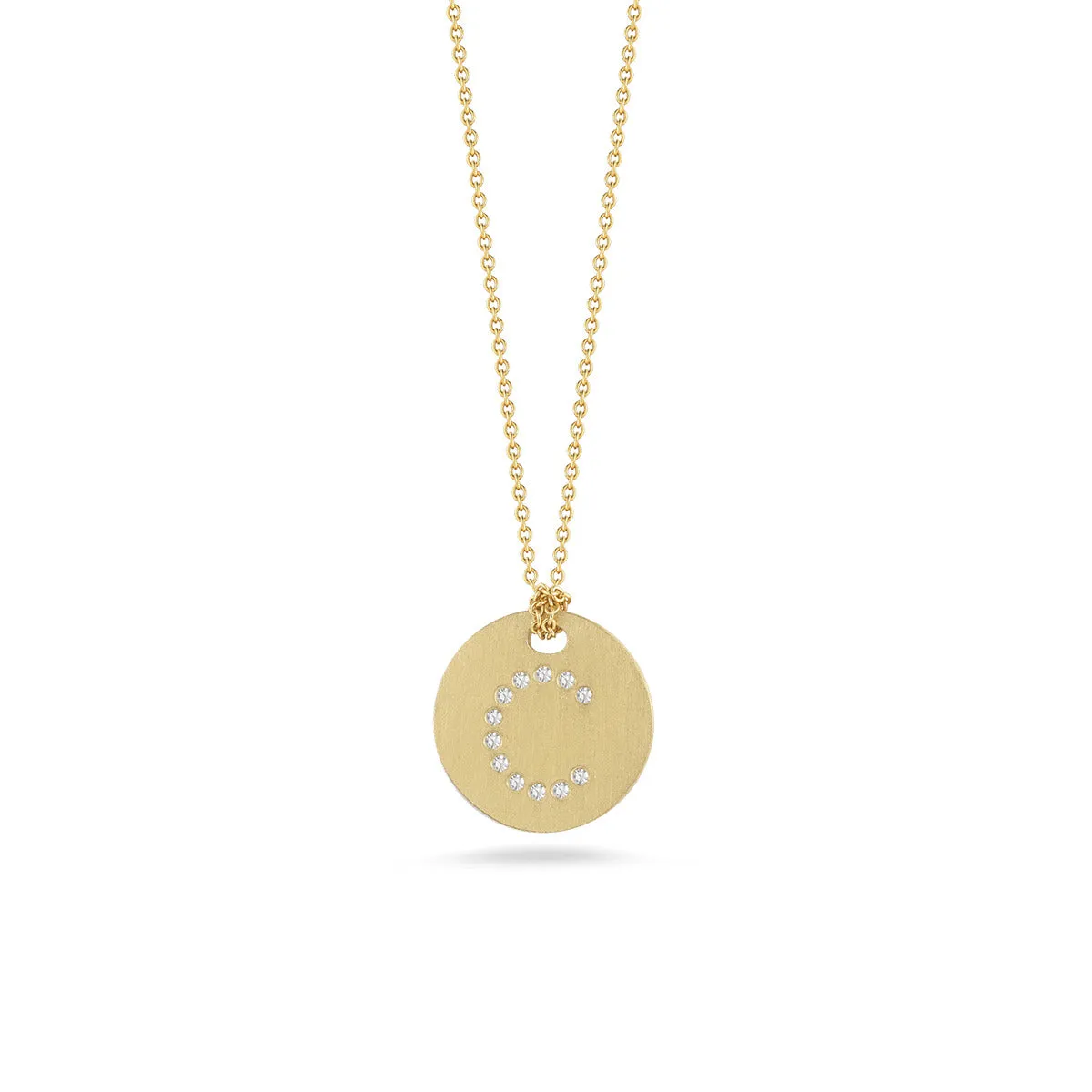 Disc Pendant with Diamond Initial C