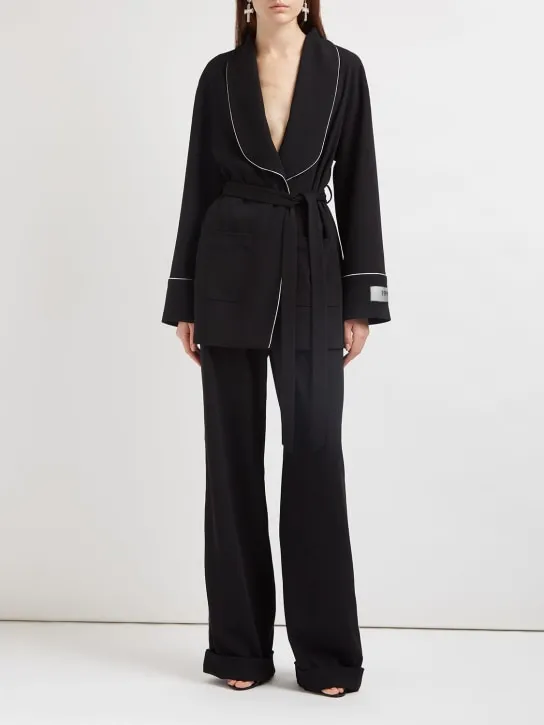 Dolce&amp;Gabbana   Wool twill belted pajama shirt 