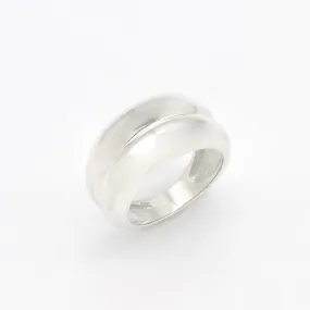 Double Layer Band Ring - Thick Silver Ring - Silver Chunky Ring