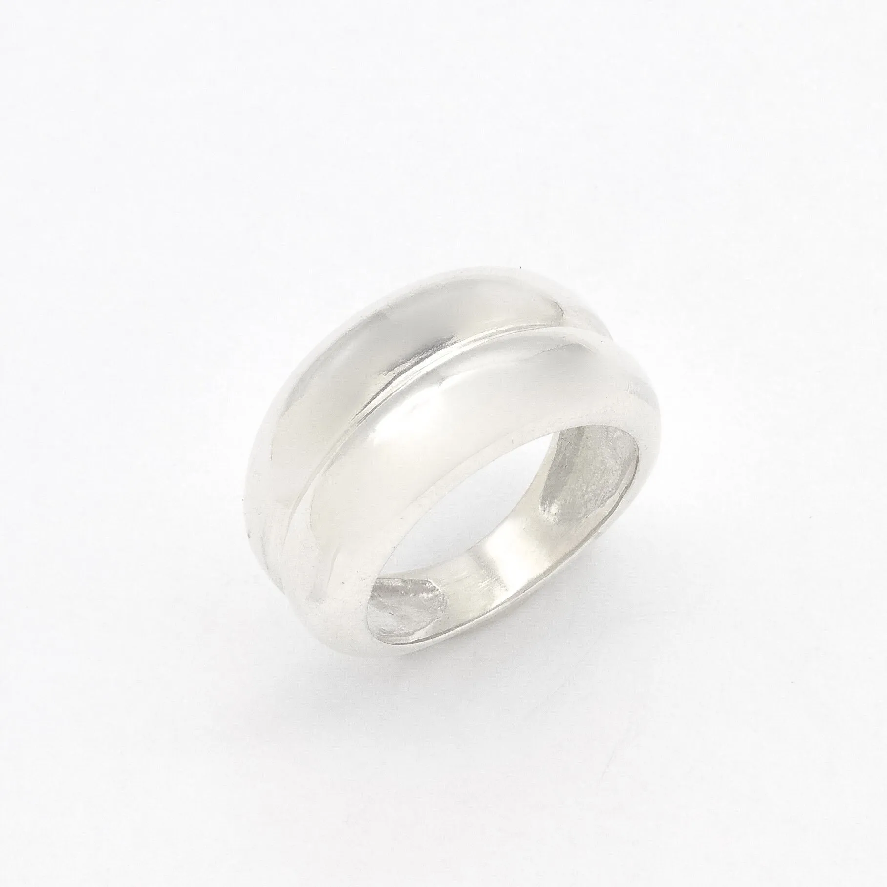 Double Layer Band Ring - Thick Silver Ring - Silver Chunky Ring