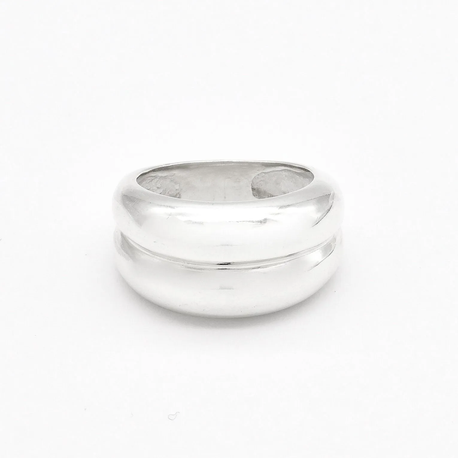 Double Layer Band Ring - Thick Silver Ring - Silver Chunky Ring