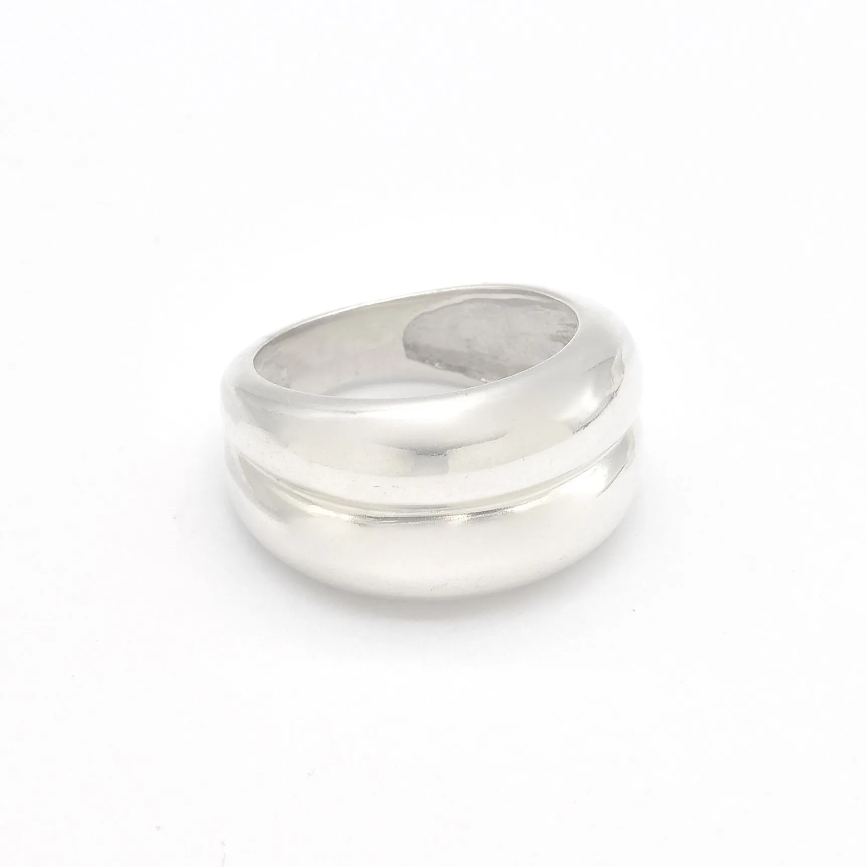 Double Layer Band Ring - Thick Silver Ring - Silver Chunky Ring