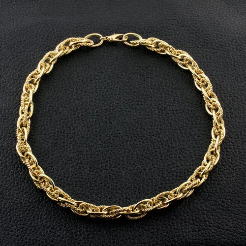 Double Twist & Plain Oval Link Chain