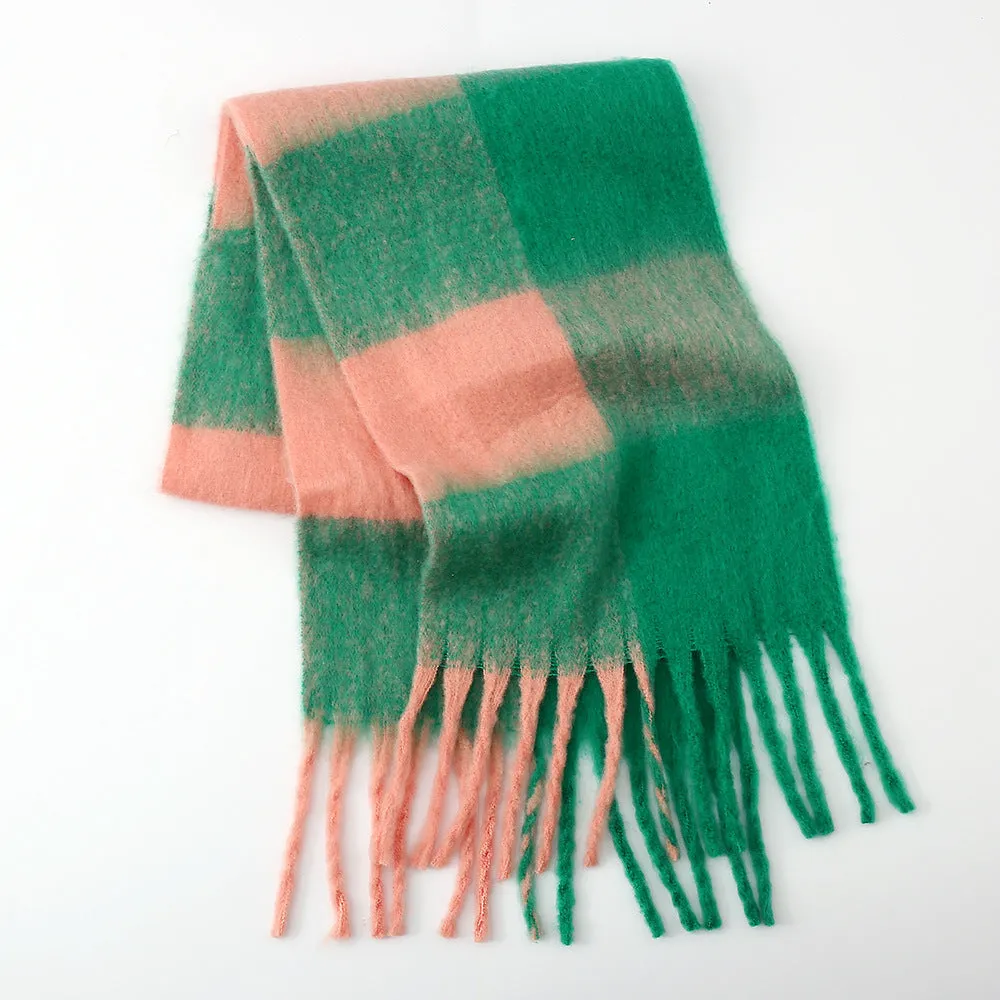 Elevate Your Style with the Fringe Contrast Plaid Scarf