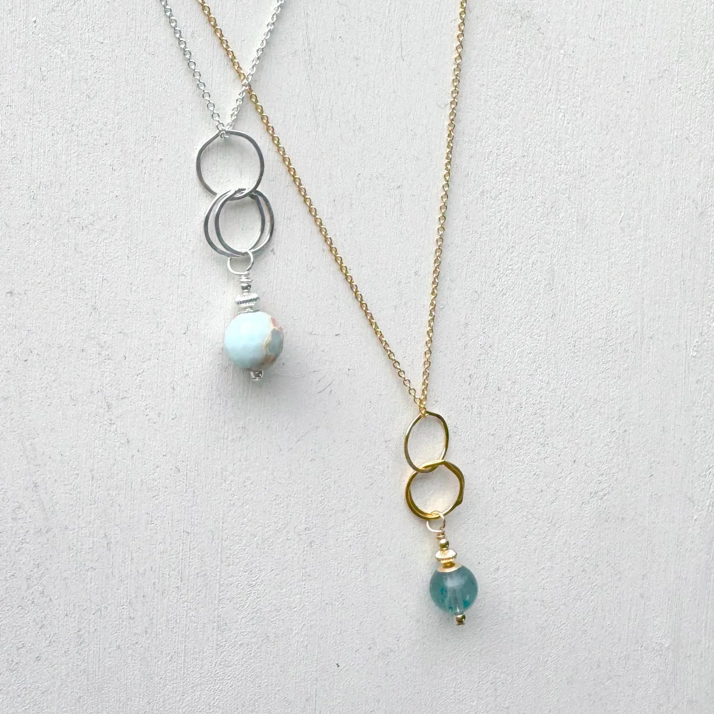 ella drop necklace with teal fluorite