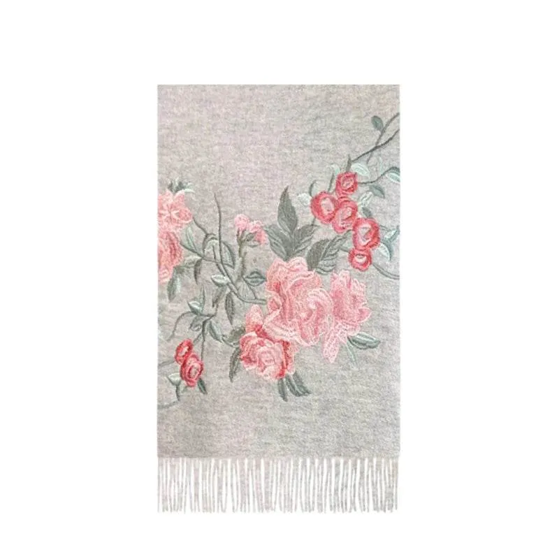 Embroidery 100% Pure Cashmere Scarf Soft and Warm 200x70 cm